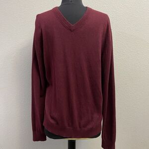 Johnston and Murphy Mens V Neck Silk Blend‎ Sweater Size XL Maroon Pullover